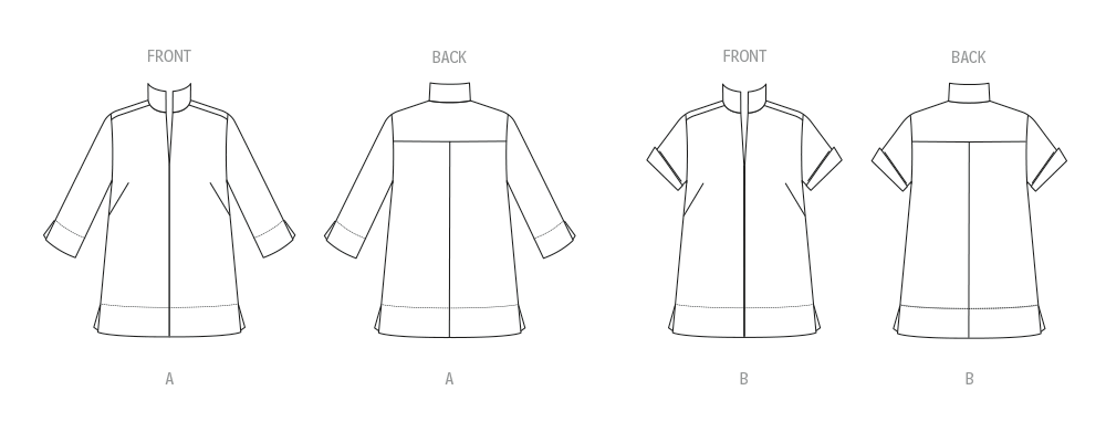 Butterick Schnittmuster B7080 – Damen Bluse mit Stehkragen