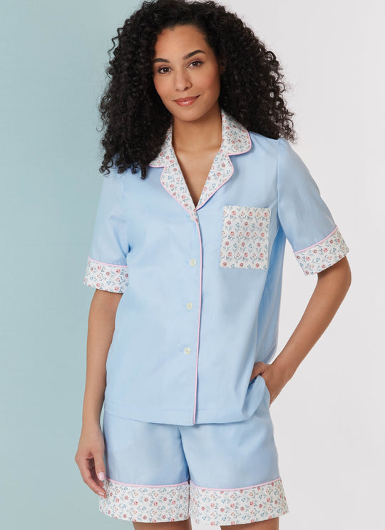 Butterick Schnittmuster B7083 – Damen Pyjama mit Hose oder Shorts