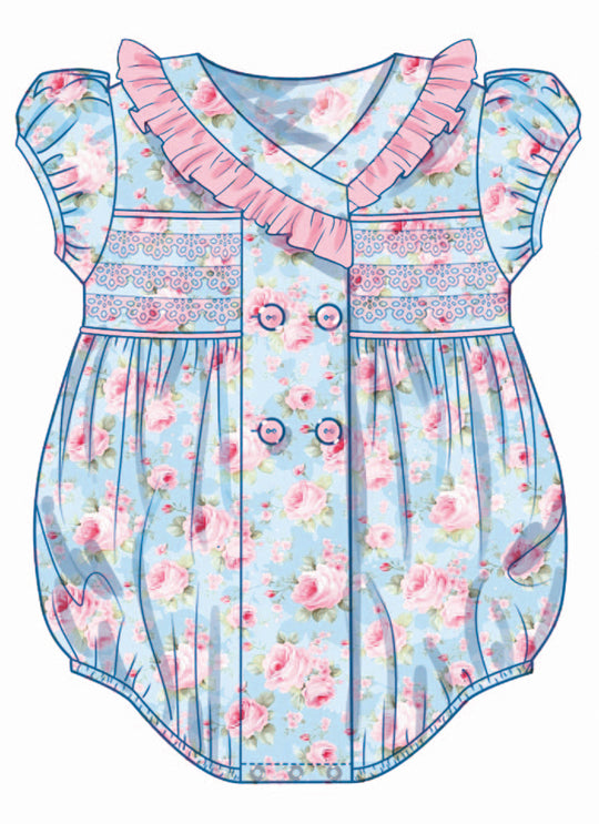 Butterick Schnittmuster B7085 – Baby-Strampler & Mütze im Vintage-Stil