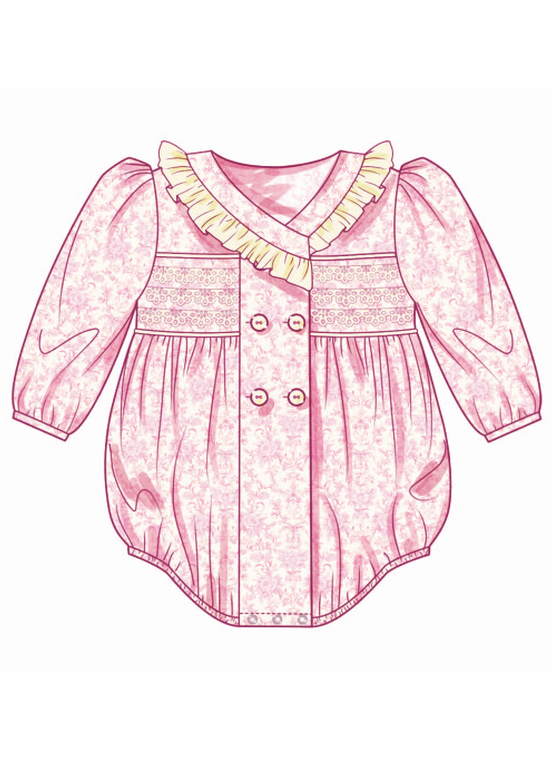 Butterick Schnittmuster B7085 – Baby-Strampler & Mütze im Vintage-Stil