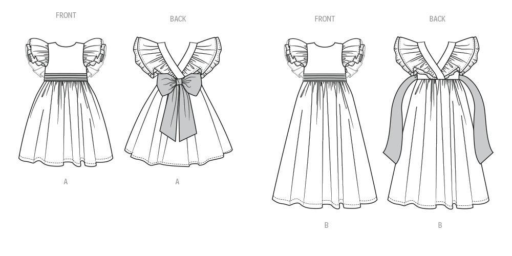 Butterick Schnittmuster B7088 – Kinderkleid in zwei Längen mit Schleife