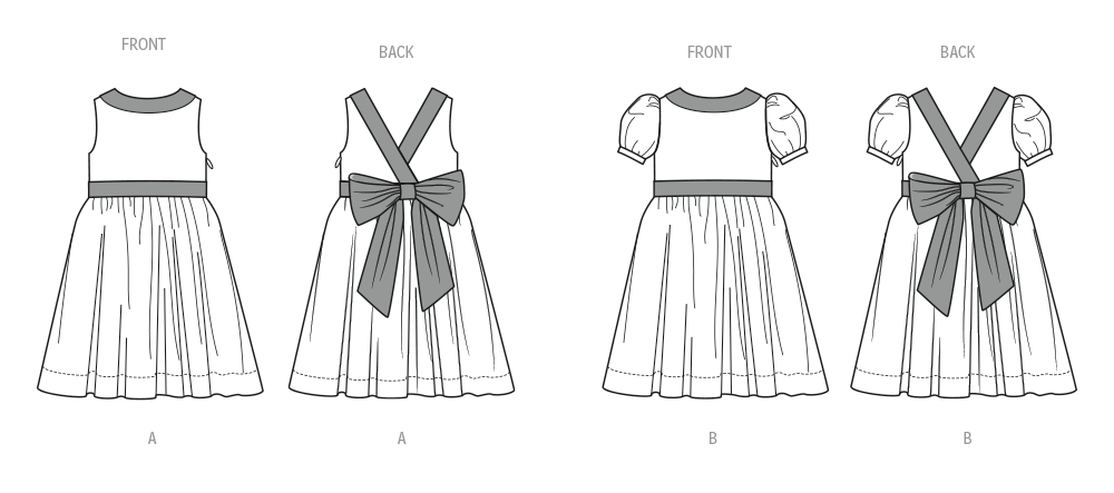 Butterick Schnittmuster B7089 – Mädchenkleid mit Ärmelvarianten