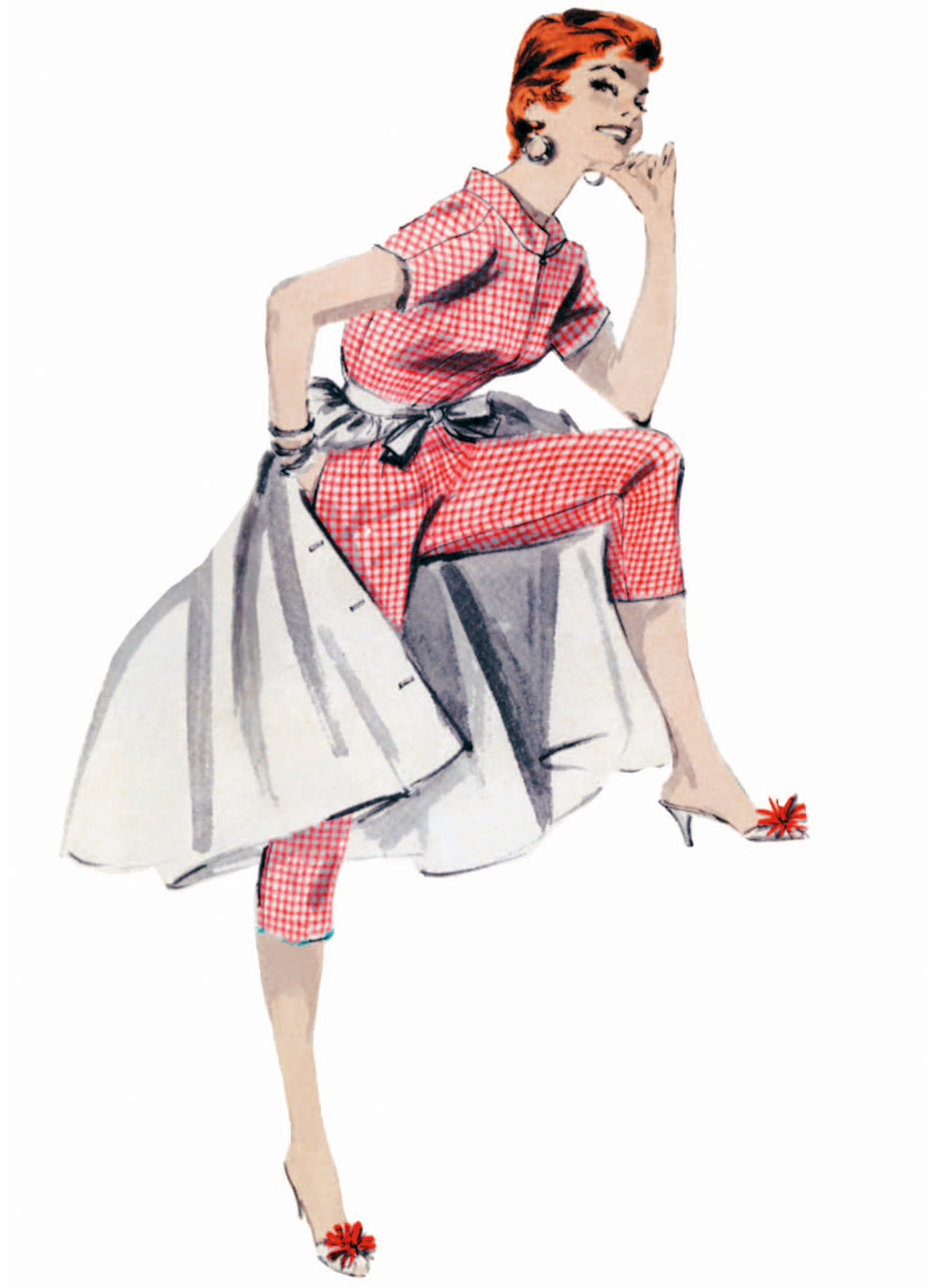 Butterick B7090 – Vintage Damen-Latzhose mit Überrock der 1950er Jahre