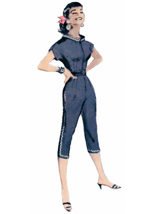 Butterick B7090 – Vintage Damen-Latzhose mit Überrock der 1950er Jahre