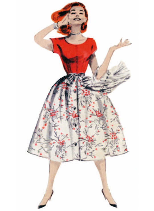 Butterick B7090 – Vintage Damen-Latzhose mit Überrock der 1950er Jahre
