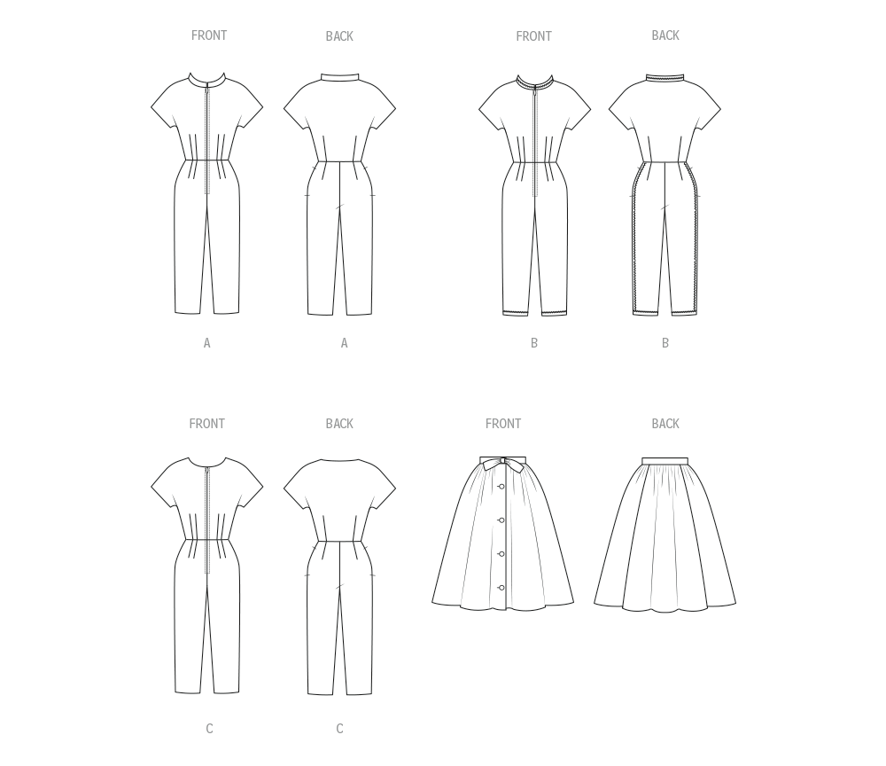Butterick B7090 – Vintage Damen-Latzhose mit Überrock der 1950er Jahre
