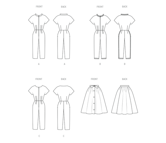Butterick B7090 – Vintage Damen-Latzhose mit Überrock der 1950er Jahre