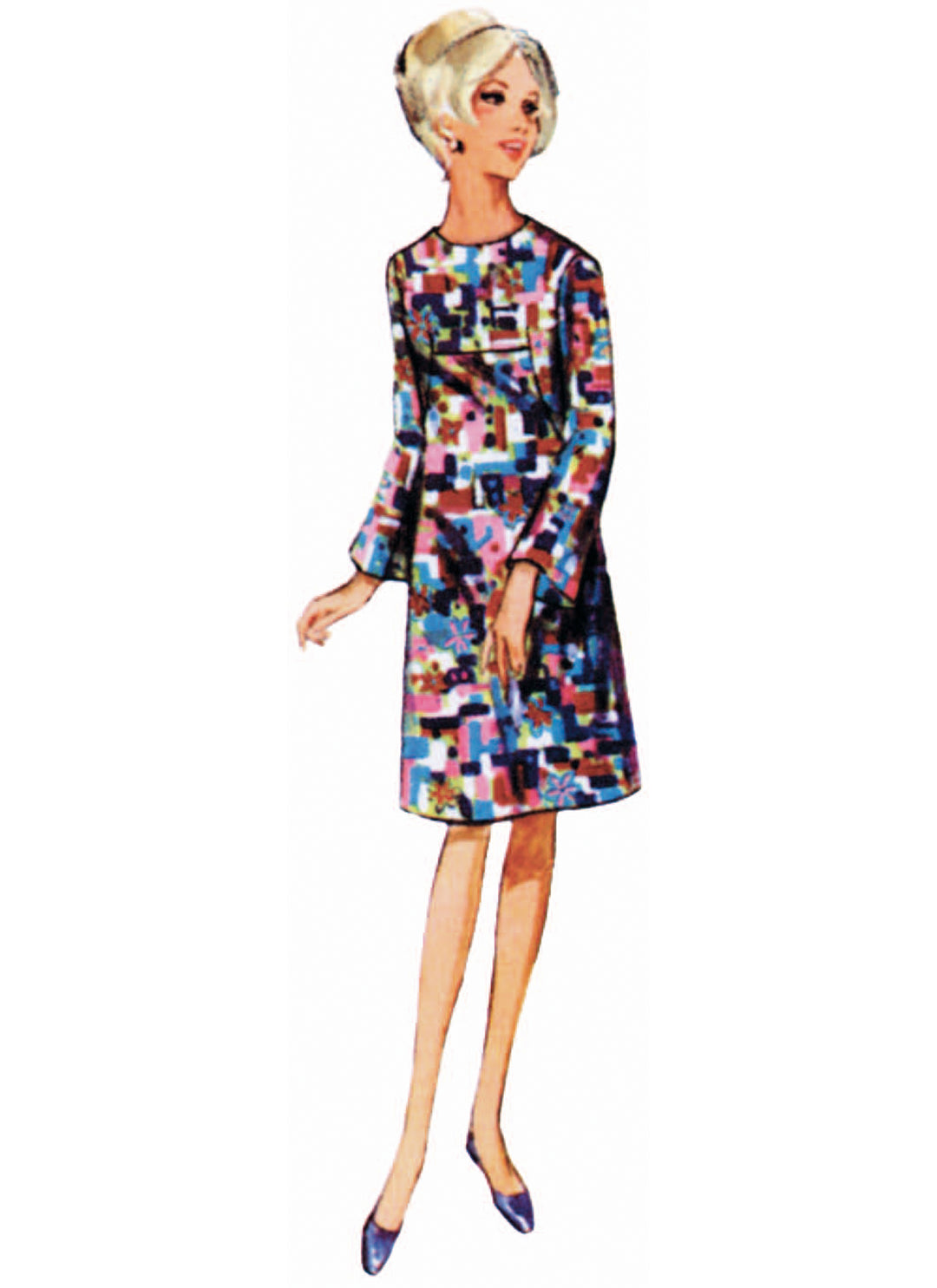 Butterick B7091 – Vintage A-Linien-Kleid der 1960er Jahre