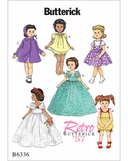 Butterick Schnittmuster B6336 Retro Puppenkleidung 1950er Jahre
