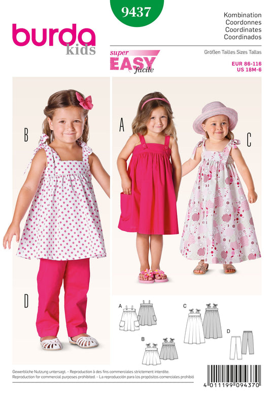 Burda Schnittmuster 9437 Mädchen Träger-Kleid
