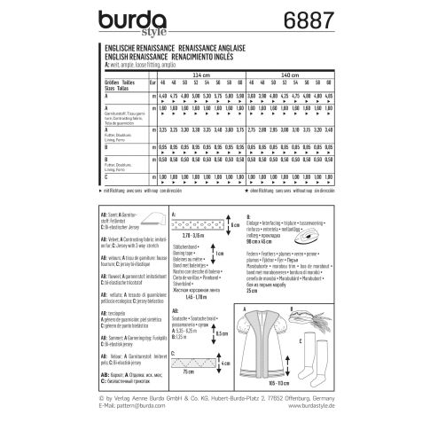 Burda Schnittmuster 6887 Authentisches englisches Renaissance-Kostüm
