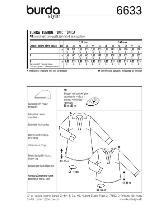 Burda Schnittmuster 6633 Tunika