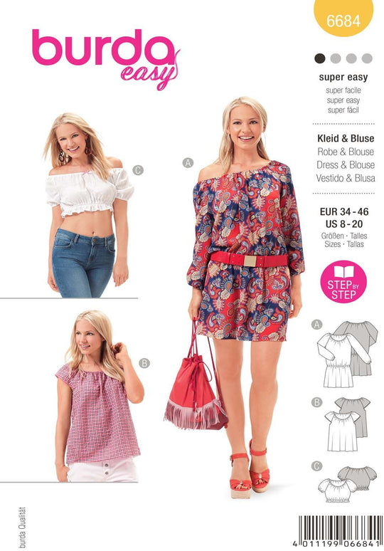 Burda Schnittmuster 6684 Kleid, Bluse