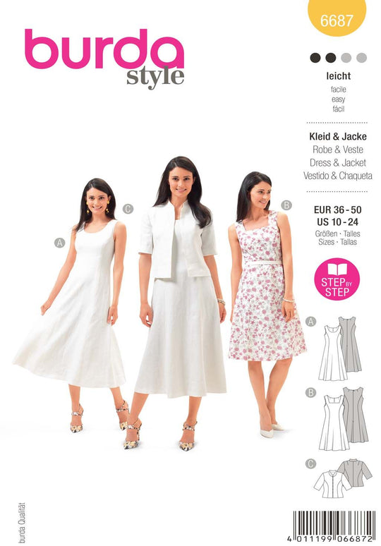 Burda Schnittmuster 6687 Kleid & Jacke