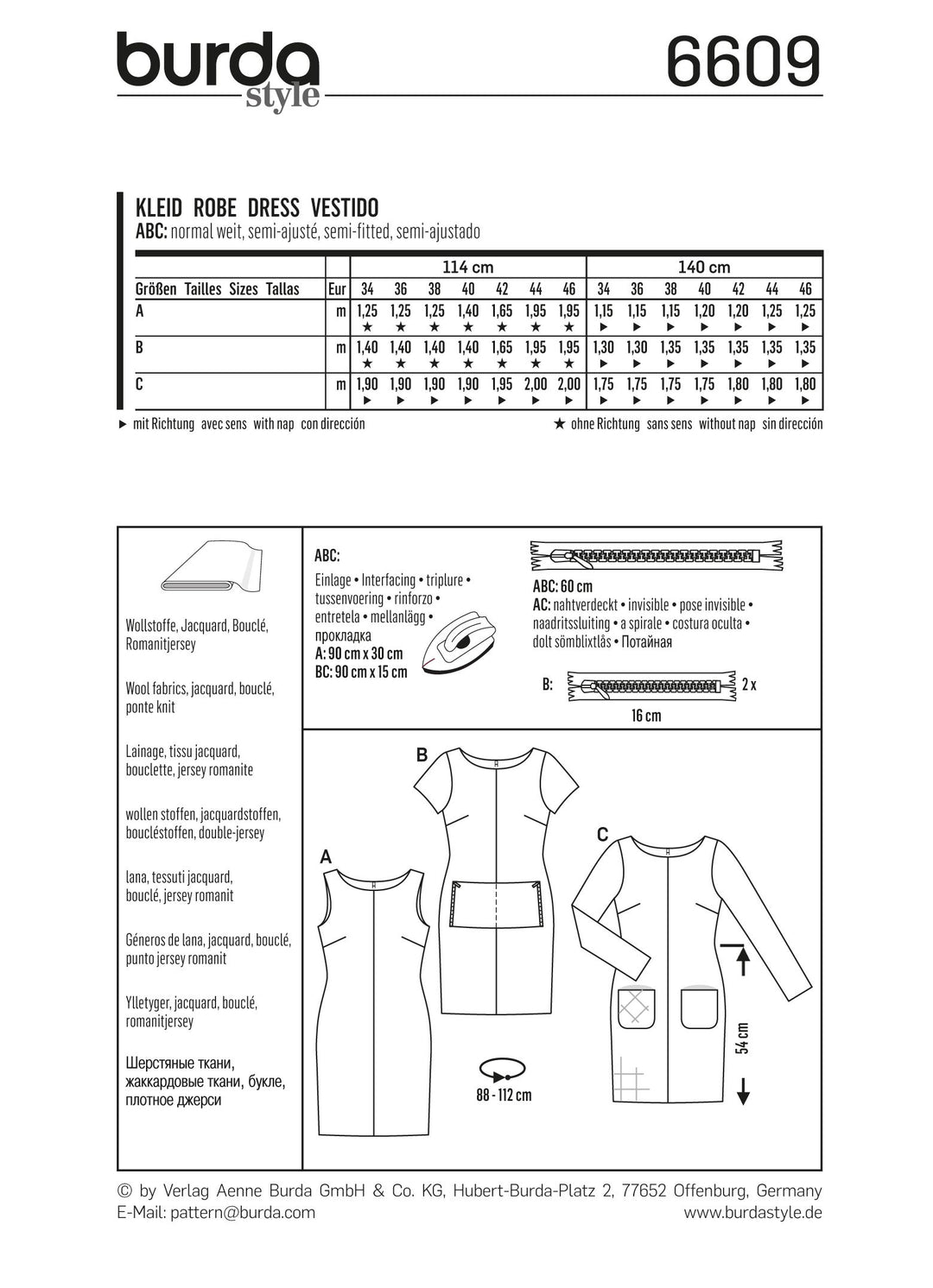 Burda Schnittmuster 6609 Kleid