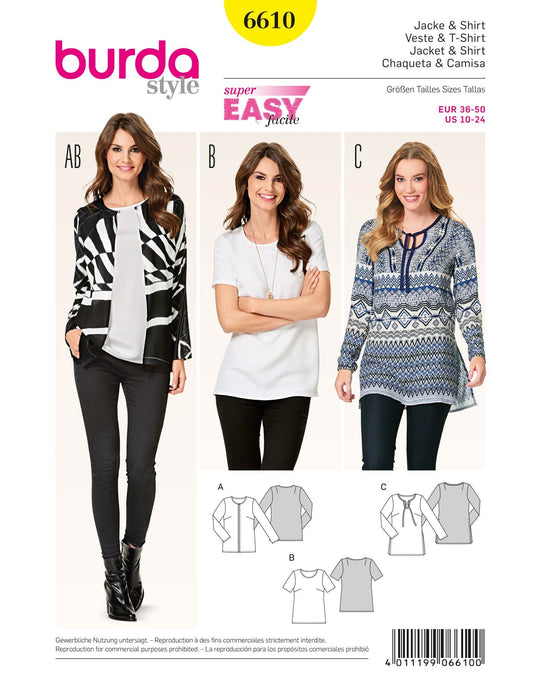 Burda Schnittmuster 6610 Jacke & Shirt
