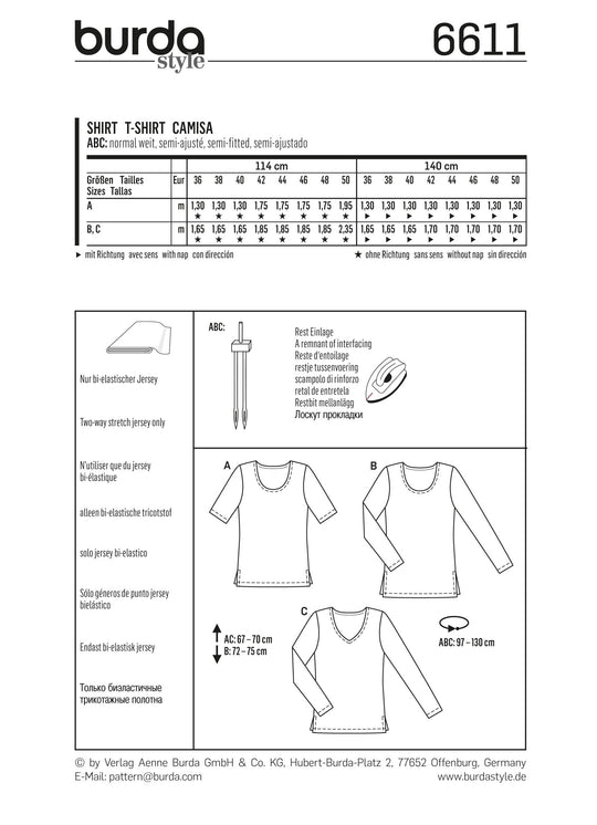 Burda Schnittmuster 6611 Shirt