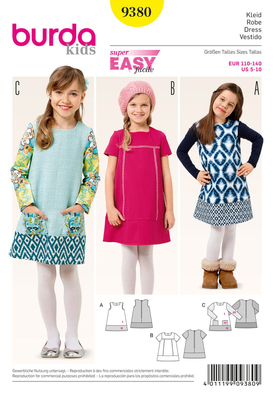 Burda Schnittmuster 9380 Kleid für Mädchen