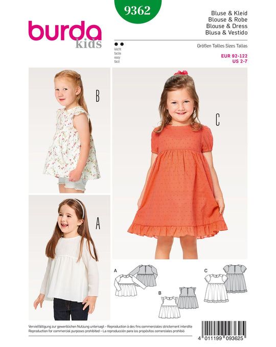 Burda Schnittmuster 9362 Bluse & Kleid