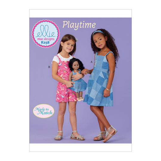 Kwik Sew Schnittmuster K0258 Puppen und Mädchen Kleid