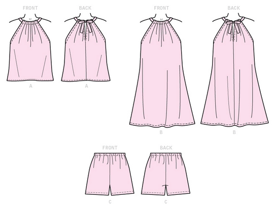 Kwik Sew Schnittmuster K0259 Mädchen Top, Kleid und Shorts