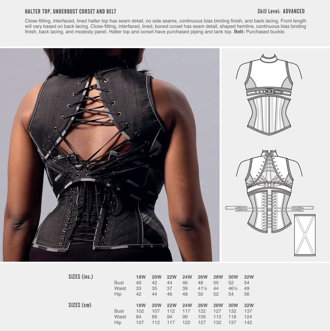 McCalls Cosplay Schnittmuster M2069 Halterneck-Top, Korsett und Gürtel