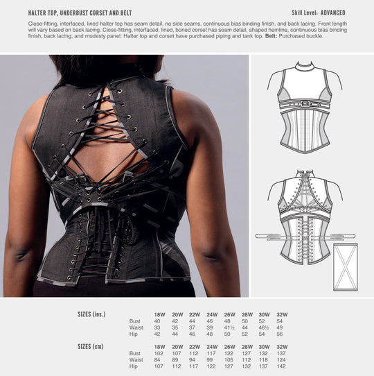 McCalls Cosplay Schnittmuster M2069 Halterneck-Top, Korsett und Gürtel