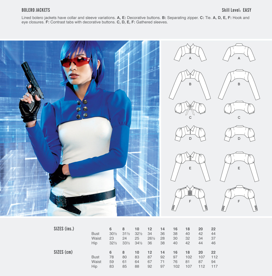 McCalls Cosplay Schnittmuster M2070 Bolero Jacke in 6 Varianten