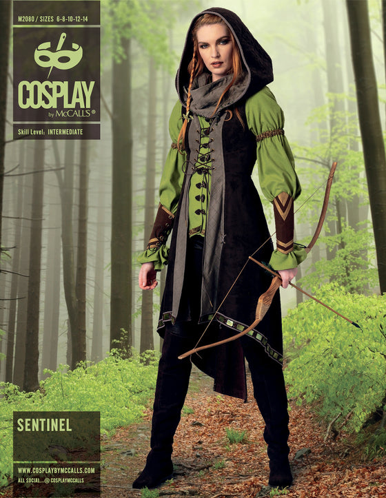 McCalls Cosplay Schnittmuster M2080 Damen Tunika Weste Armstulpen Kapuze