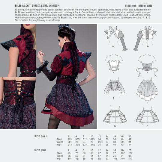 McCalls Cosplay Schnittmuster M2102 Damen Top Rock
