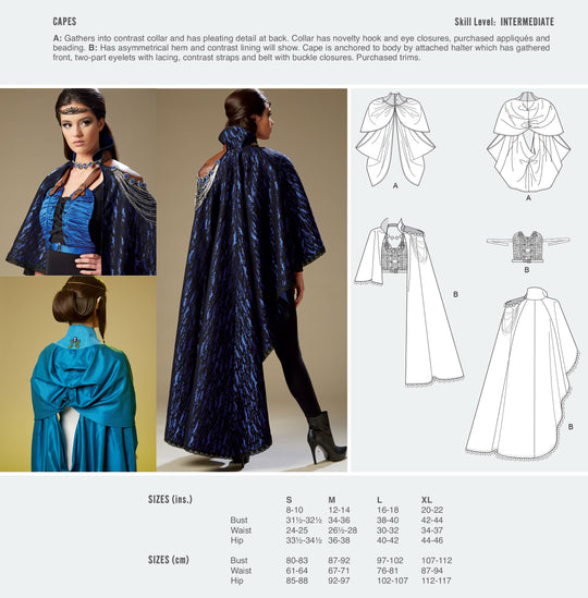 McCalls Cosplay Schnittmuster M2092 Damen Cape