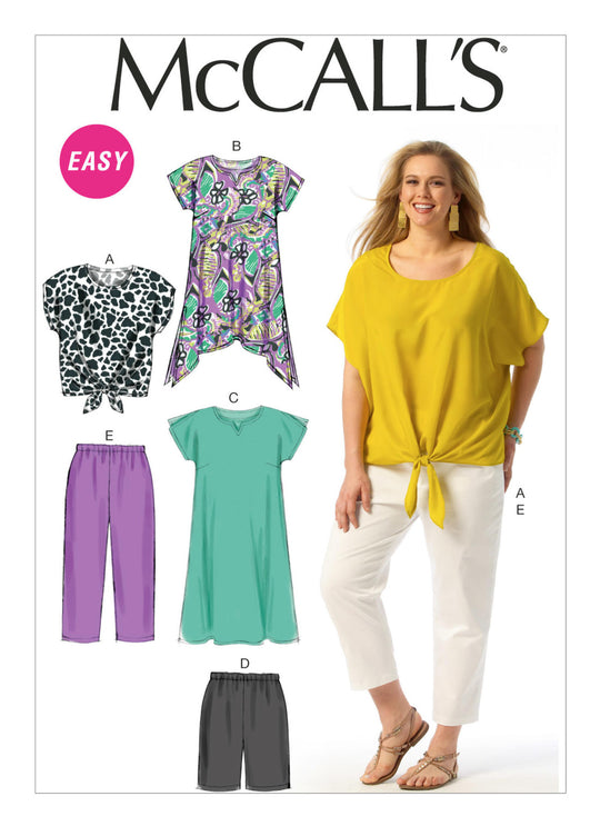 McCalls Schnittmuster M6971 für Damen – Top, Tunika, Kleid, Shorts und Hose für vielseitige Sommer-Outfits aus leichten Stoffen.
