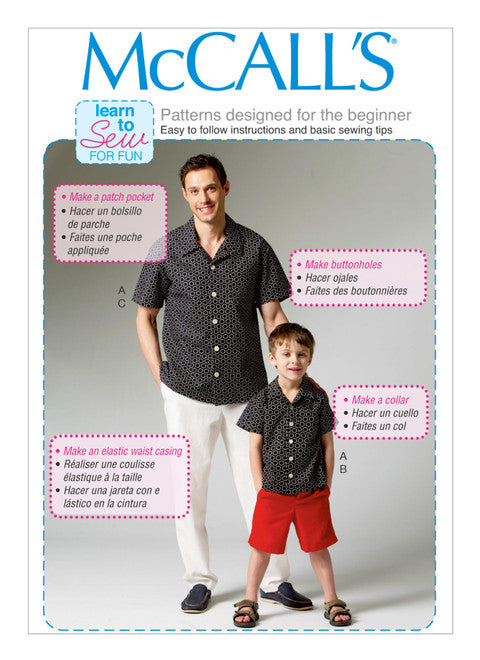 McCalls Schnittmuster M6972 Hemd, Shorts & Hose für Herren & Jungs