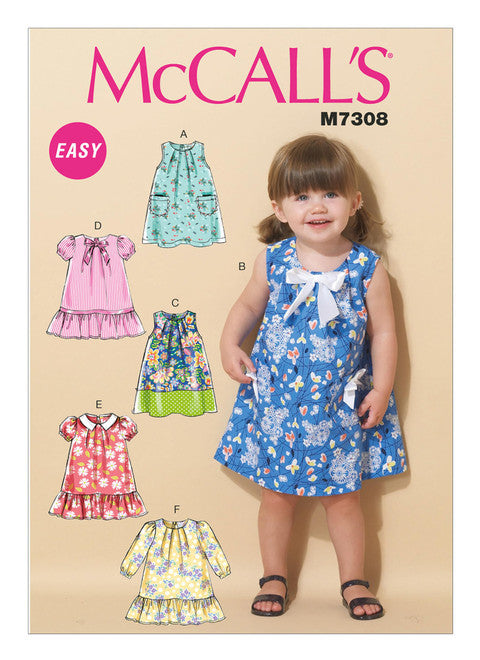 McCalls Schnittmuster M7308 Kleid für Kleinkinder