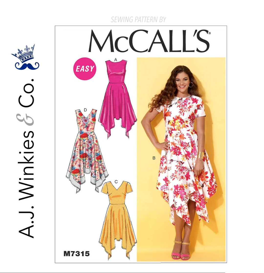 McCall's Schnittmuster M7315 – Damen Kleid mit asymmetrischem Saum