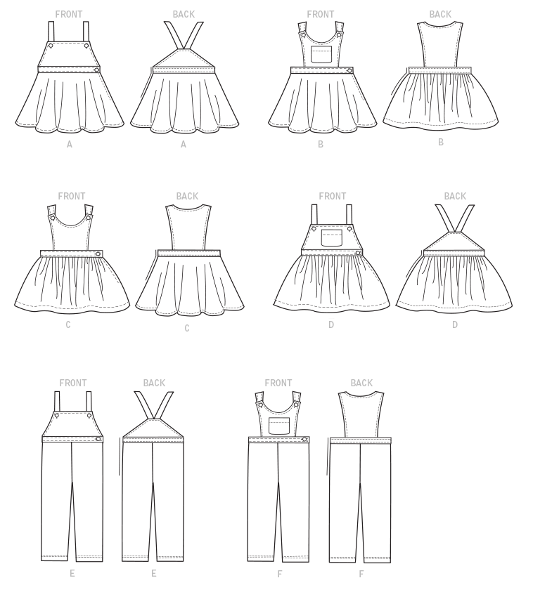 McCalls Schnittmuster M7459 Mädchen Kleid Latzhose