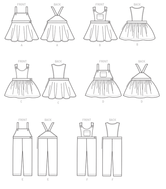 McCalls Schnittmuster M7459 Mädchen Kleid Latzhose