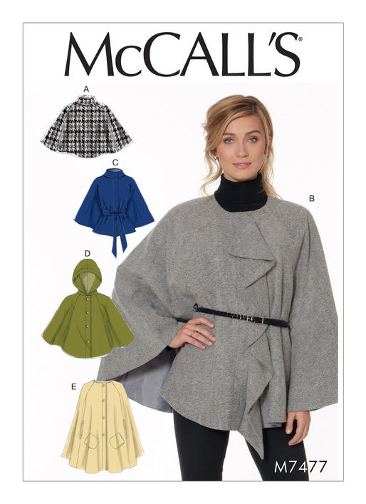 McCalls Schnittmuster M7477 Damen Cape Poncho