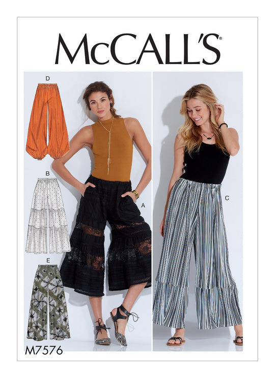 McCalls Schnittmuster M7576 – Damen Schlupfhose mit weitem Bein