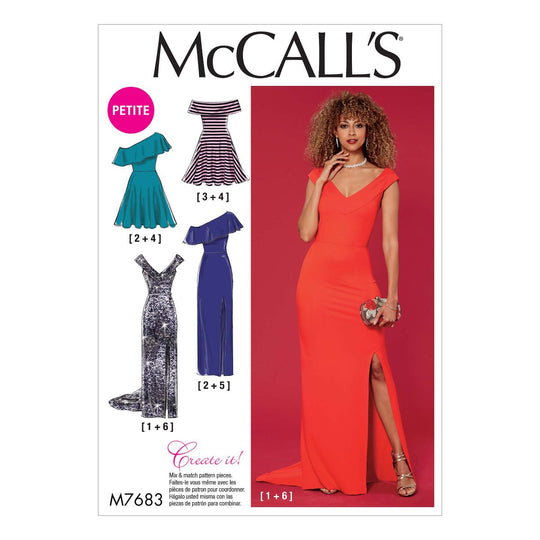 McCall’s Schnittmuster M7683 – Damen schulterfreies Kleid in verschiedenen Längen