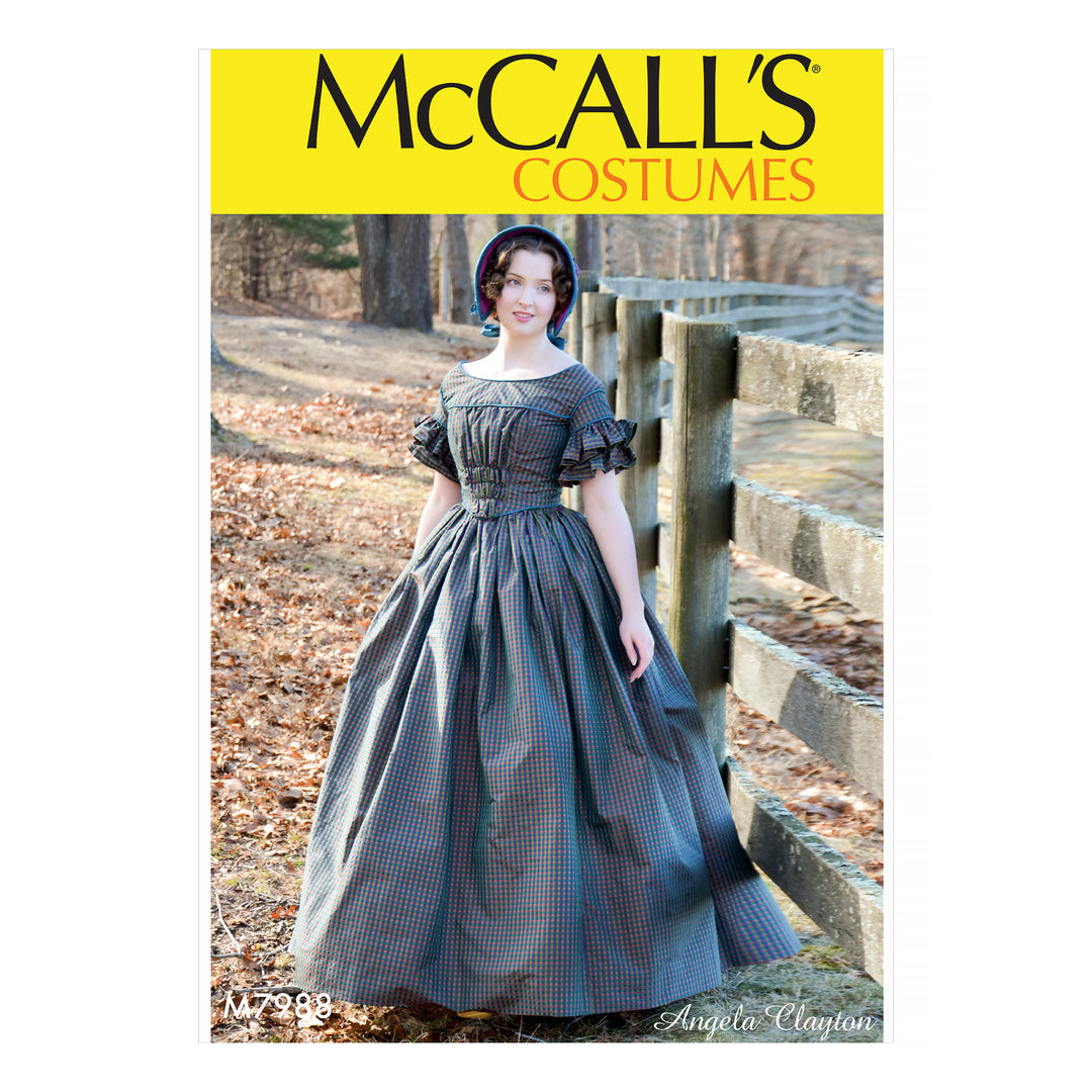 McCall’s Schnittmuster M7988 – viktorianisches Damenkleid mit Rüschenärmeln & weiter Silhouette