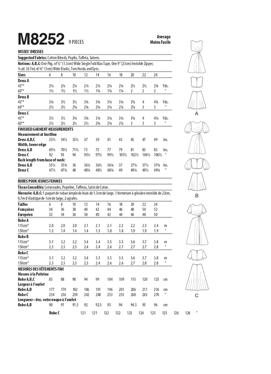 McCalls Schnittmuster M8252 Damen Kleid