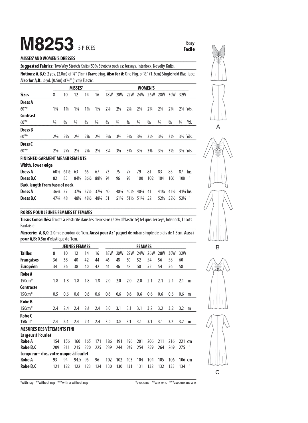 McCalls Schnittmuster M8253 Damen Kleid