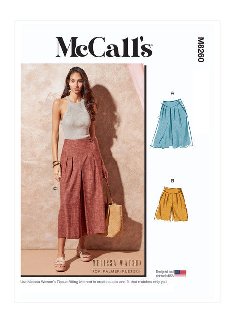McCalls Schnittmuster M8260 Damen Top, Rock & Hose von Melissa Watson / Palmer Pletsch