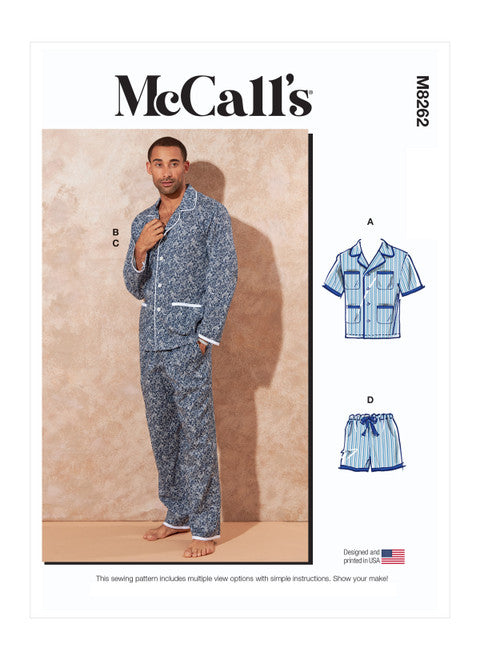 McCall's sewing pattern M8262 Men's pajamas in short &amp; long