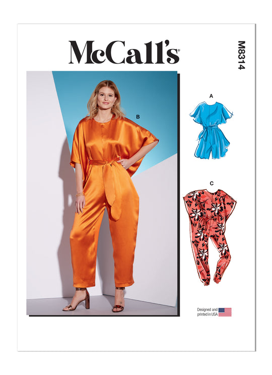 McCalls Schnittmuster M8314 Damen Kaftan-Strampler und Jumpsuits