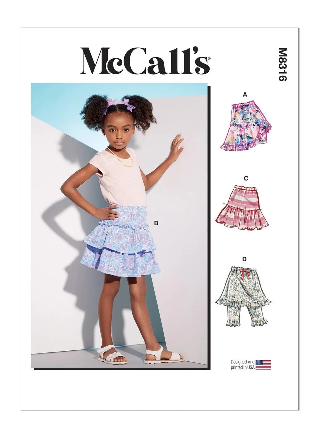 McCalls sewing pattern M8316 children's skirt