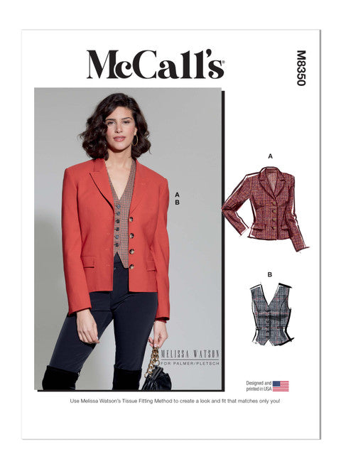 McCalls Schnittmuster M8350 Eleganter Damenblazer & Weste von Melissa Watson / Palmer Pletsch