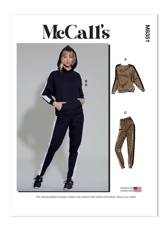 McCalls Schnittmuster M8351 Lounge-Hose, Oberteil und Kapuzenpullover für Damen