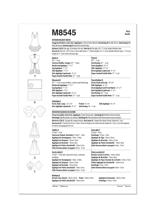 McCalls Schnittmuster M8545 Accessoires